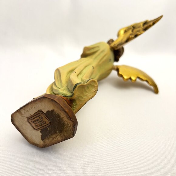Sebastian Pöll Wood Carved Angel Flute Figurine Mittenwald Germany Vintage 8 1/4 - Picture 8 of 10